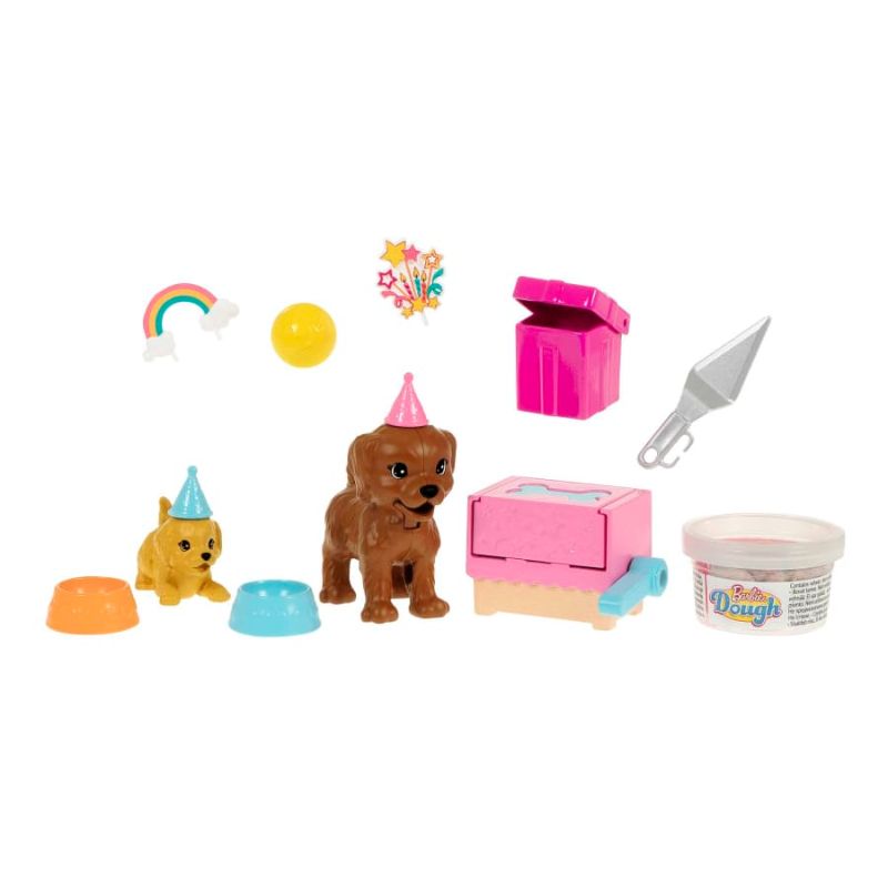 Barbie Doll And Puppy Party Playset With Puppies, Dough And Cake Mold, 3 To 7 Year Olds