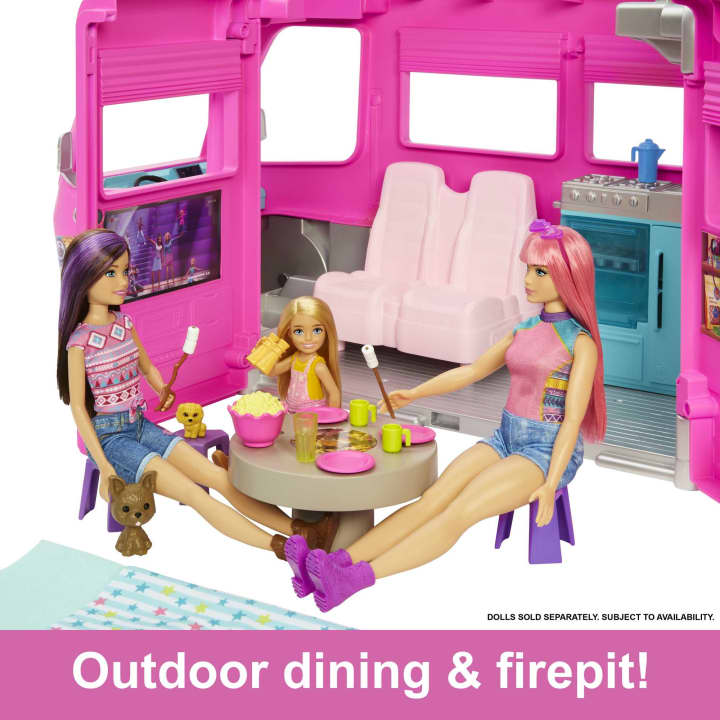 Barbie Camper, Dreamcamper Toy Playset With Pool And 60+ Accessories