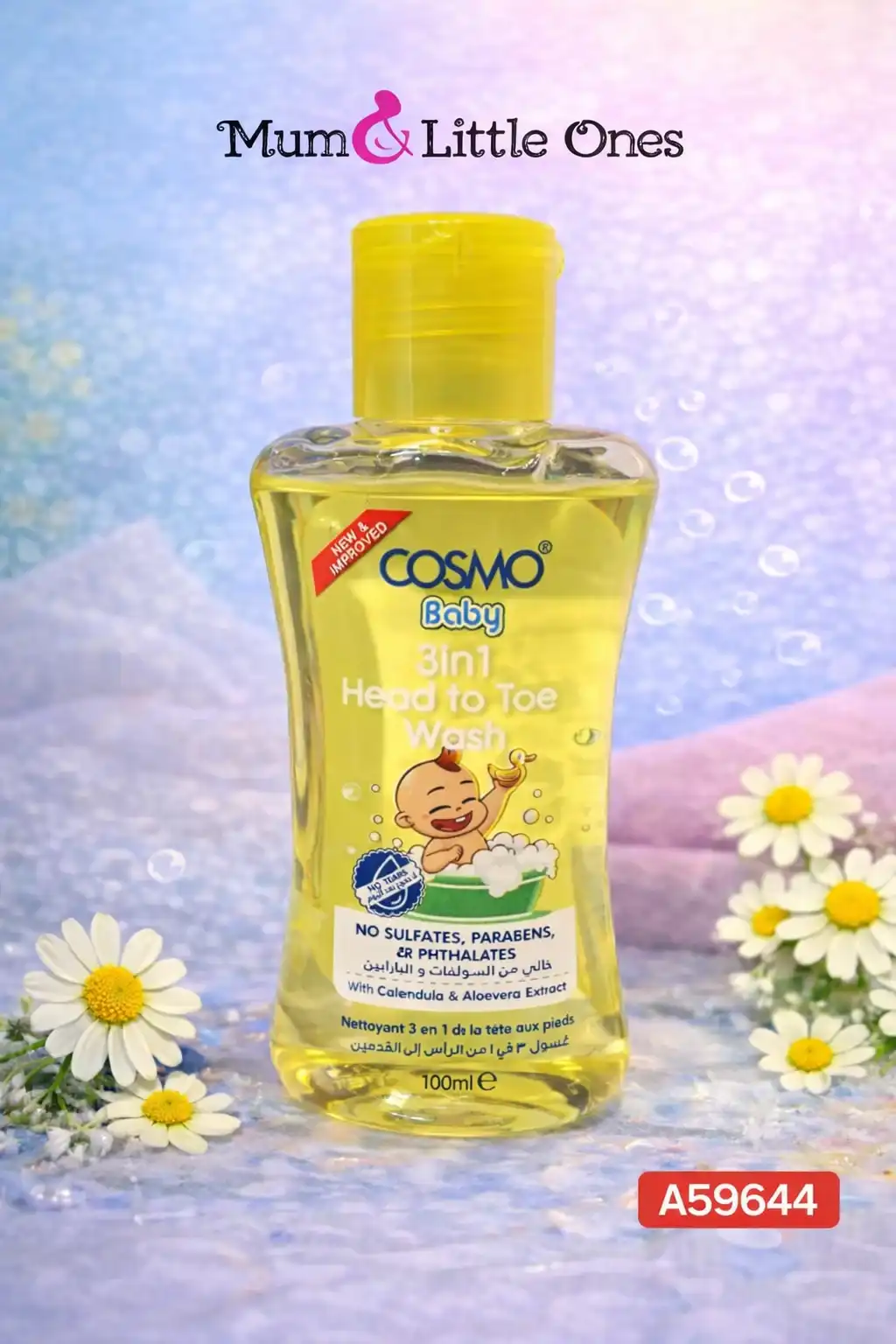 COSMO Baby 3-in-1 Head to Toe Wash 100ml – No Sulfates & Parabens