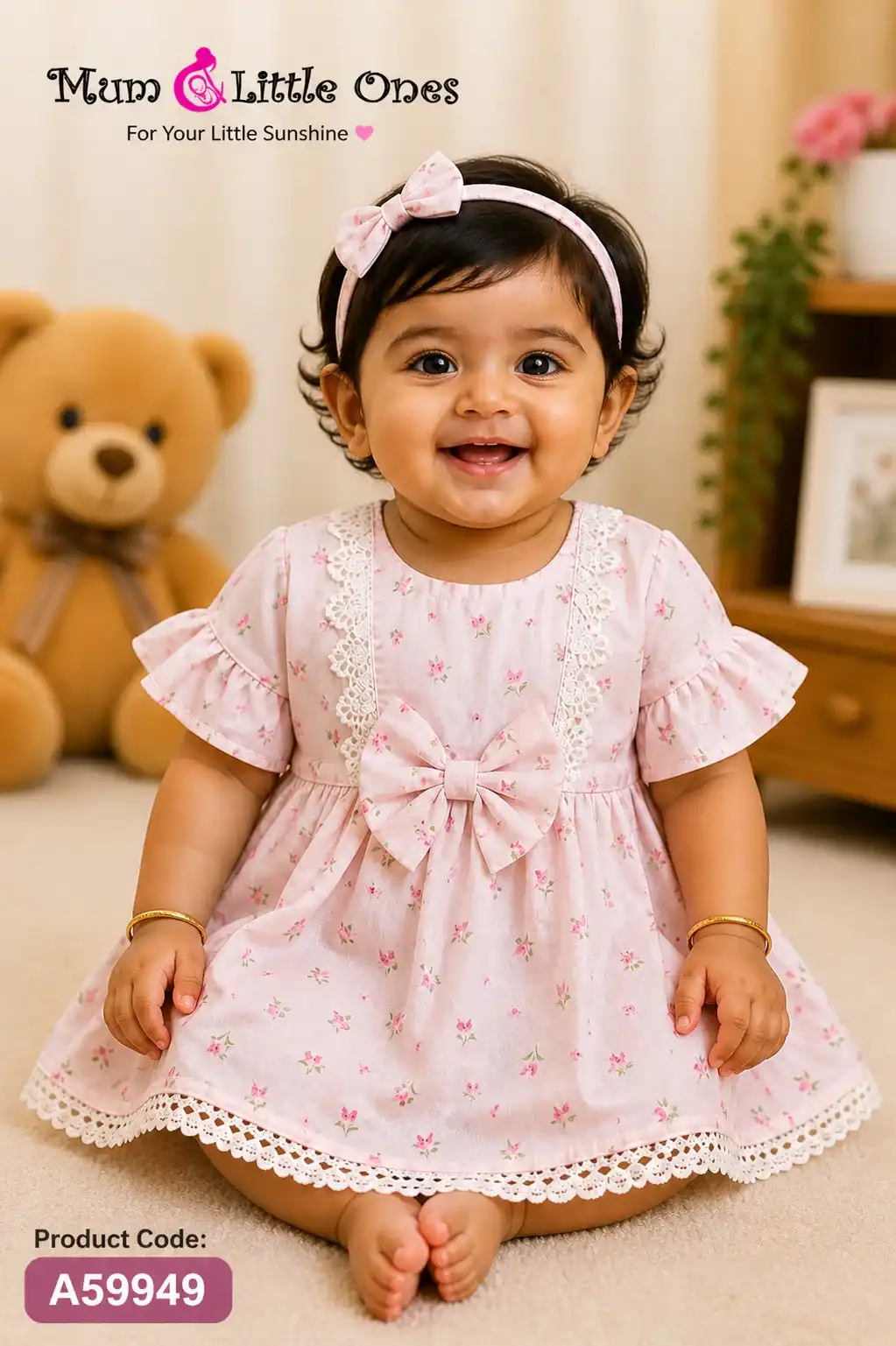 Baby Girl Pink Floral Lace Dress A59949