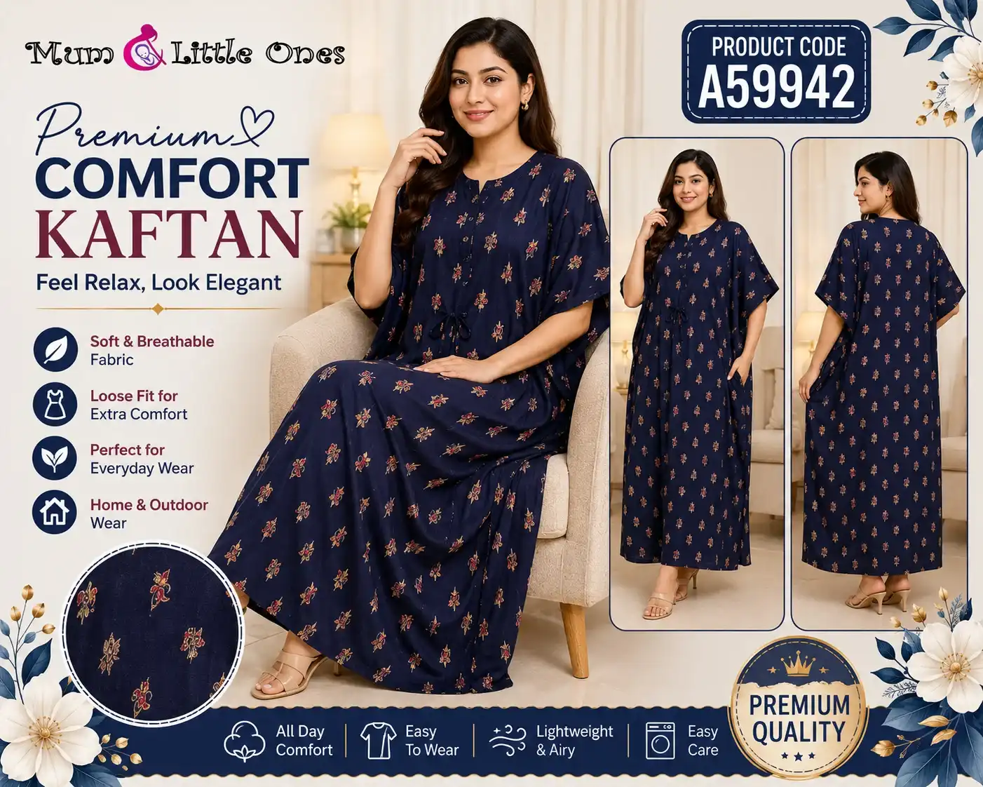 Premium Printed Kaftan for Women– A59942