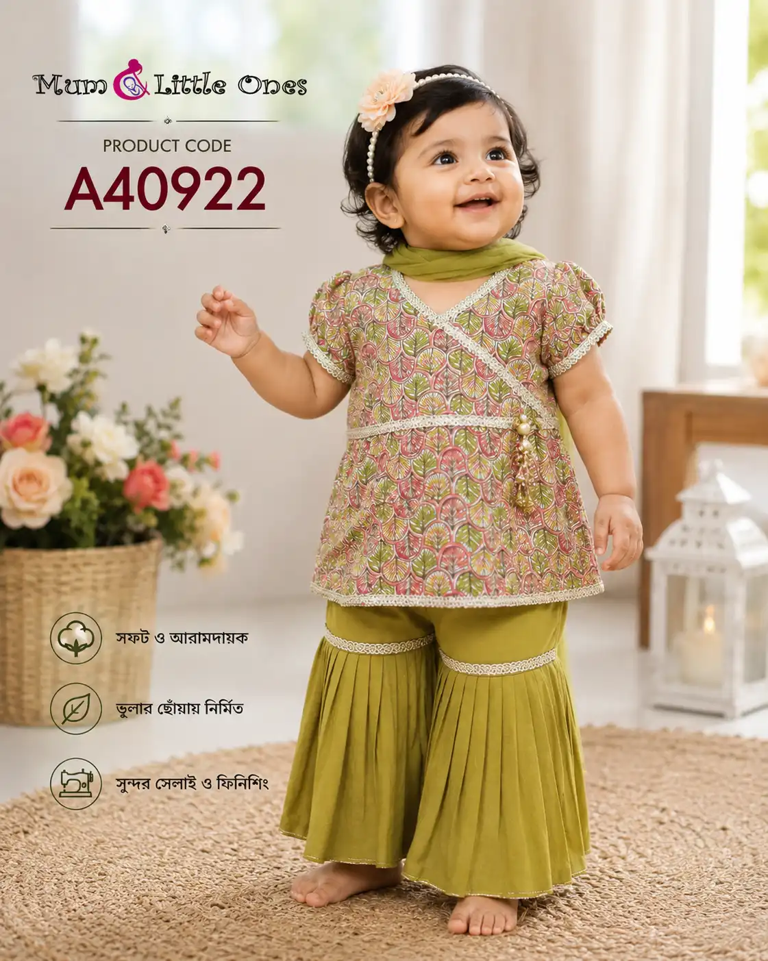 Baby Girls Premium Eid Dress Set – A40922