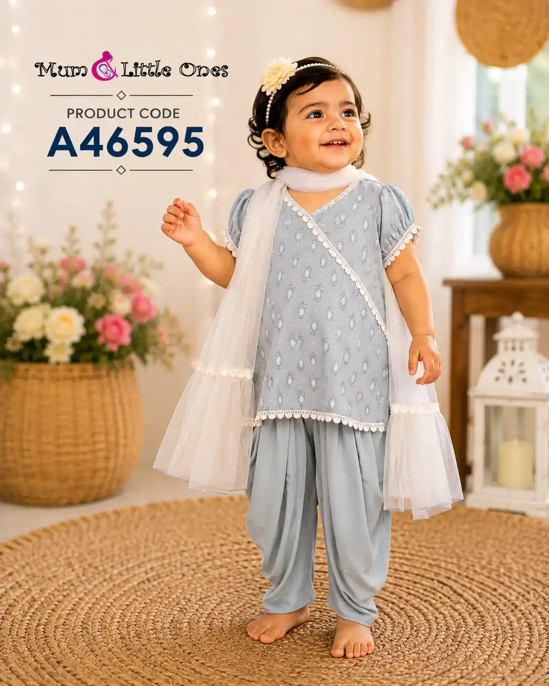Baby Girls Soft Cotton Salwar Set with Dupatta – A46595