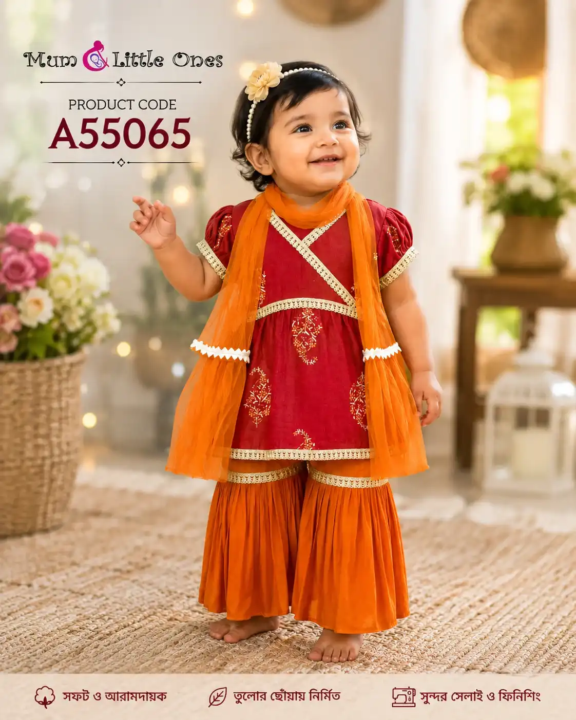 Cute Baby Girls Eid Collection Dress – A55065