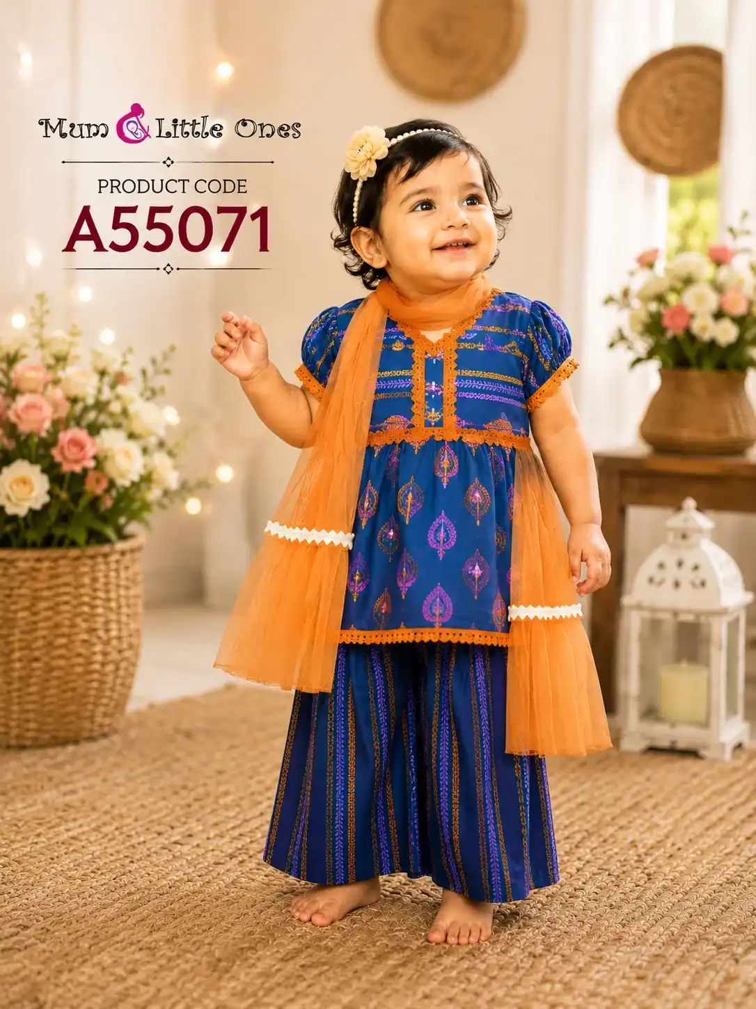 Royal Blue Baby Girls Ethnic Dress – A55071